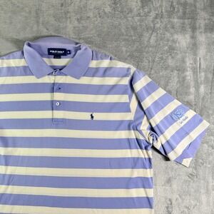 VTG Polo Golf Ralph Lauren Striped Polo Shirt Mens XL Purple Cream Tar Heels